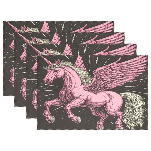 Ryvnso Placemats Set of 4 Unicorn3 Dining Mats Heat-Resistant Non-Slip Washable Table Mat