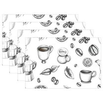 Ryvnso Placemats Set of 4 Vintage Coffee Beans Cups Dining Mats Heat-Resistant Non-Slip Washable Table Mat