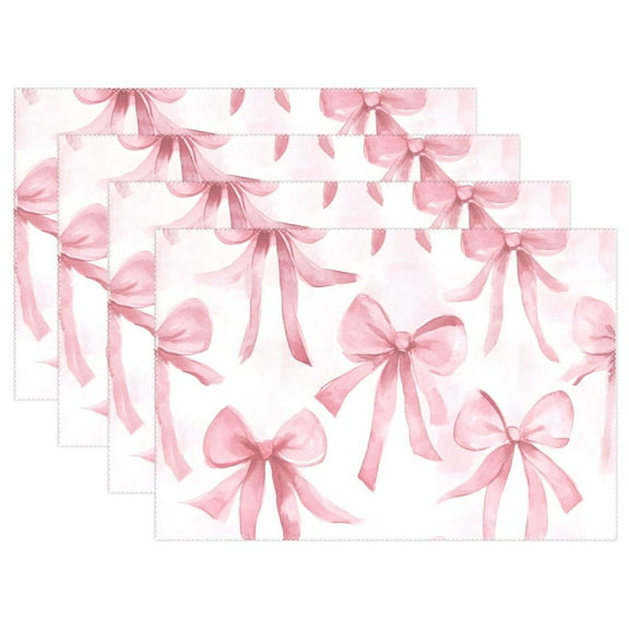 Ryvnso Placemats Set of 4 Watercolor Bow Dining Mats Heat-Resistant Non-Slip Washable Table Mat