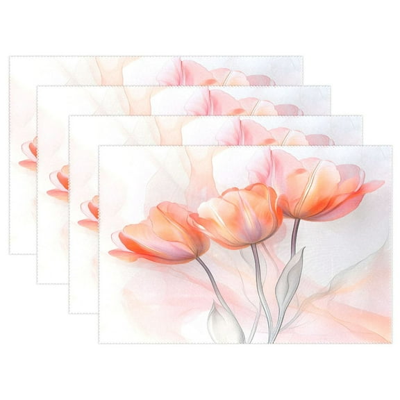 Ryvnso Placemats Set of 4 Watercolor Tulips Flower Dining Mats Heat-Resistant Non-Slip Washable Table Mat
