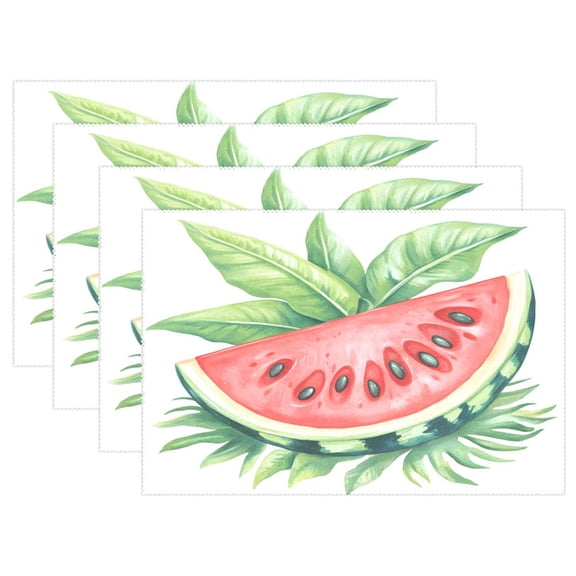 Ryvnso Placemats Set of 4 Watermelon Leaves Dining Mats Heat-Resistant Non-Slip Washable Table Mat