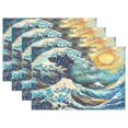 thumbnail image 1 of Ryvnso Placemats Set of 4 Wave Dining Mats Heat-Resistant Non-Slip Washable Table Mat, 1 of 8