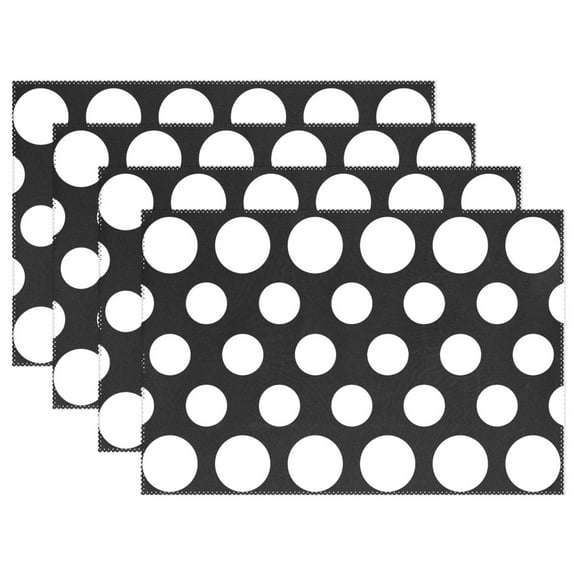 Ryvnso Placemats Set of 4 White Polka Dots Dining Mats Heat-Resistant Non-Slip Washable Table Mat