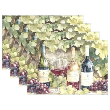 Ryvnso Placemats Set of 4 Wines Dining Mats Heat-Resistant Non-Slip Washable Table Mat
