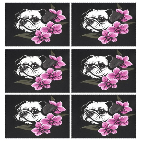 Ryvnso Placemats Set of 6 A Pug Dog Dining Mats Heat-Resistant Non-Slip Washable Table Mat