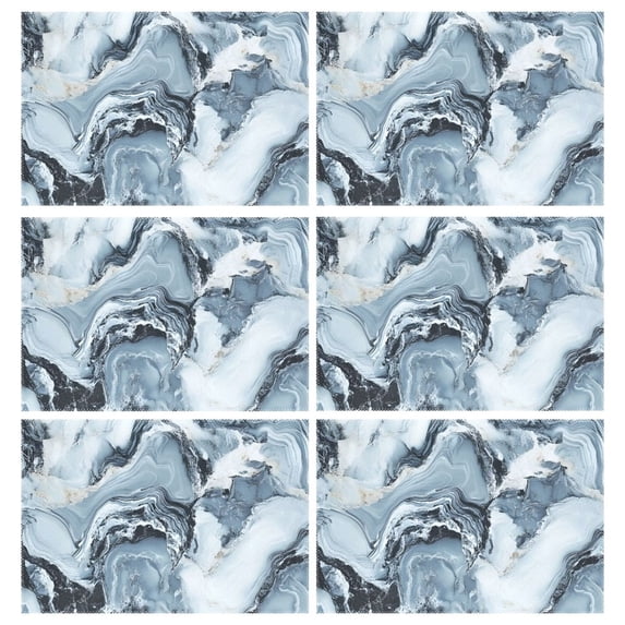 Ryvnso Placemats Set of 6 Blue Marble Dining Mats Heat-Resistant Non-Slip Washable Table Mat