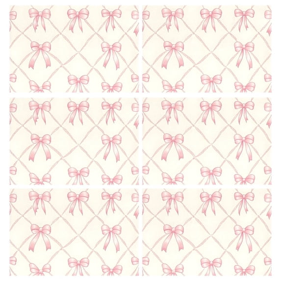 Ryvnso Placemats Set of 6 Bows Checkered Dining Mats Heat-Resistant Non-Slip Washable Table Mat