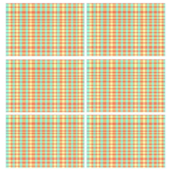 Ryvnso Placemats Set of 6 Teal Checkered Dining Mats Heat-Resistant Non-Slip Washable Table Mat