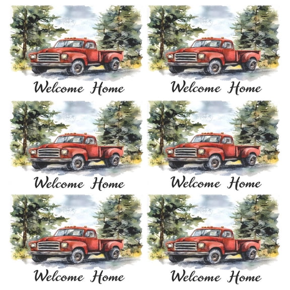 Ryvnso Placemats Set of 6 Truck in Forest Dining Mats Heat-Resistant Non-Slip Washable Table Mat