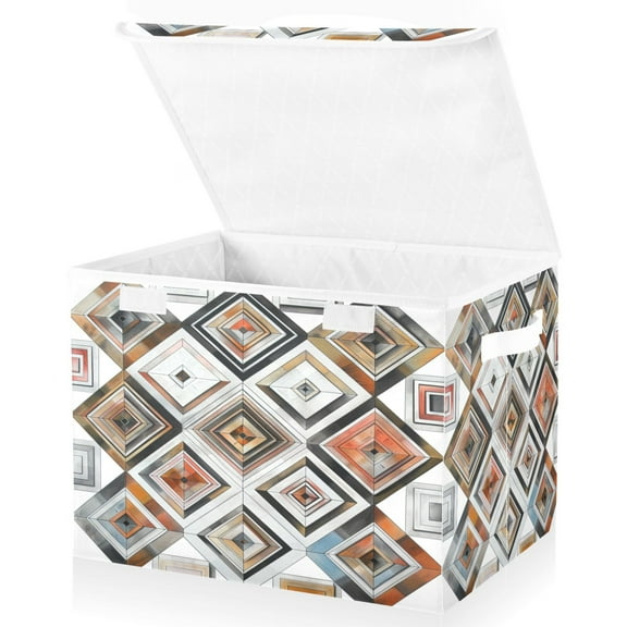 Ryvnso Plaid Checkered Geometric Pattern Large Lidded Foldable Storage Baskets Cubes Boxes Lids Bin for Home