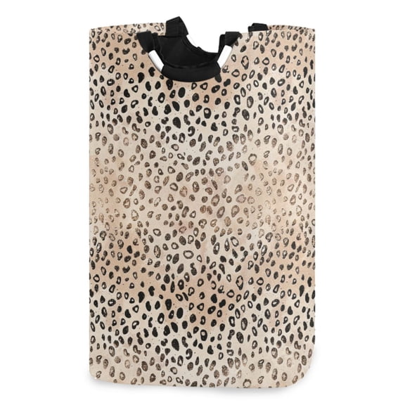 Ryvnso Plain Cheetah Glitter Pattern Large Storage Basket with Handles Collapsible Organizer Bin Laundry Hamper