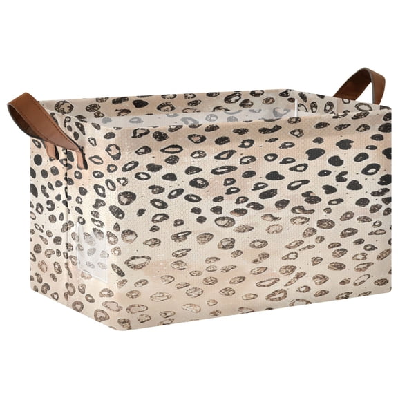 Ryvnso Plain Cheetah Glitter Print Storage Bins Large Basket Foldable Cube Toys Organizer with Handles 1 PC