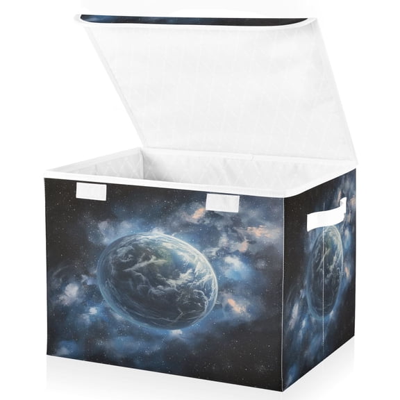 Ryvnso Planet Space Large Lidded Foldable Storage Baskets Cubes Boxes Lids Bin for Home