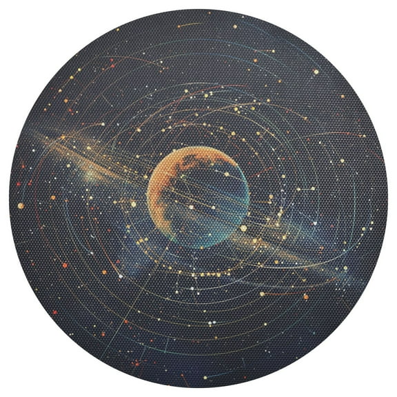Ryvnso Planet Space Stars Round Plate Mats Dining Table Placemat 1 Piece for Holiday Decoration