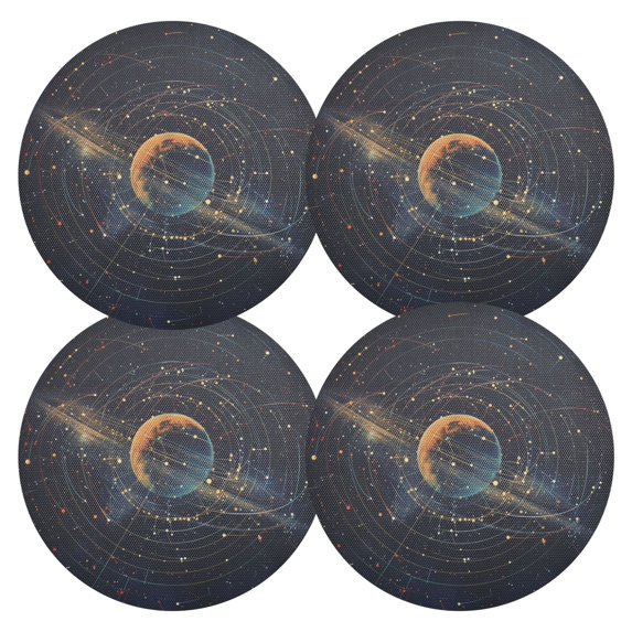 Ryvnso Planet Space Stars Round Plate Mats Dining Table Placemat Set of 4 for Holiday Decoration
