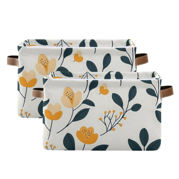 Ryvnso Plants Flower Storage Basket Large Bin Foldable Boxes Toys Organizer 14.2x10.2x8.3in 2 PCs