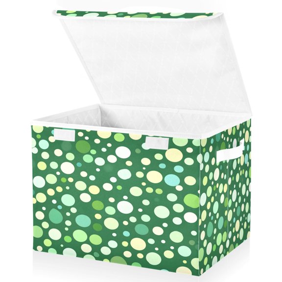 Ryvnso Polka Dot Large Lidded Foldable Storage Baskets Cubes Boxes Lids Bin for Home