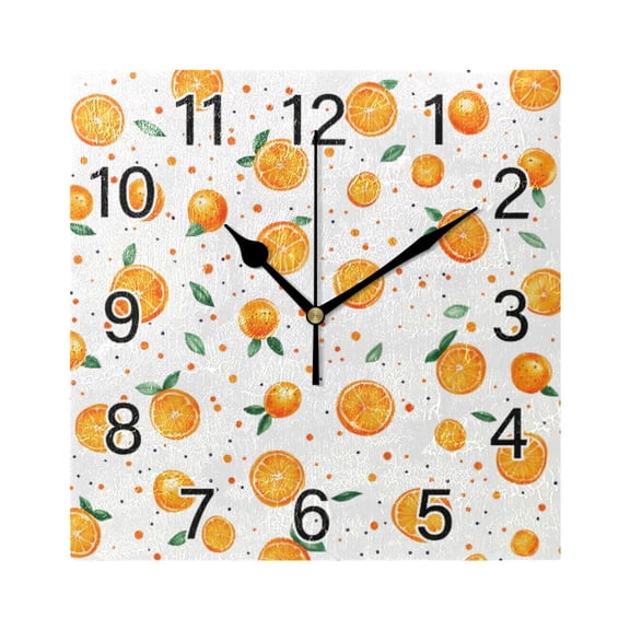 Ryvnso Polka Dot Orange Wall Clock Square Silent Non-Ticking Battery Operated 7.78"