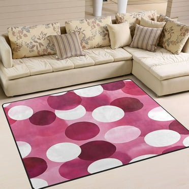 Ryvnso Polka Dots Pink Area Floor Rugs Soft Non-Slip Large Mats Nursery Carpets 63" x 48"