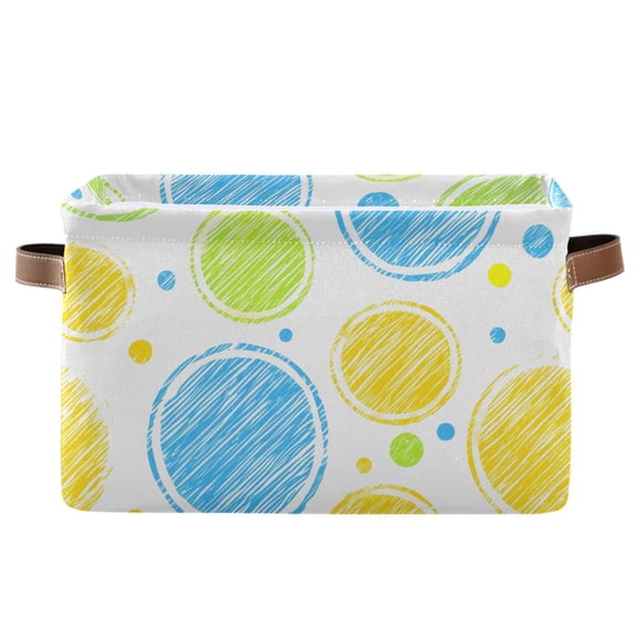 Ryvnso Polka Dots Storage Basket Large Bin Foldable Boxes Toys Organizer 14.2x10.2x8.3in 1 PC