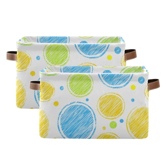 Ryvnso Polka Dots Storage Basket Large Bin Foldable Boxes Toys Organizer 14.2x10.2x8.3in 2 PCs