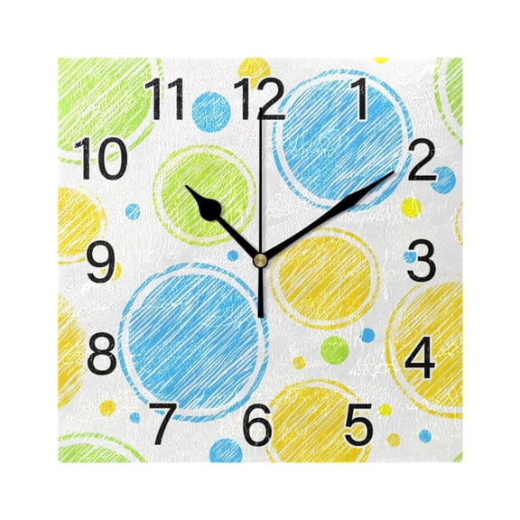 Ryvnso Polka Dots Wall Clock Square Silent Non-Ticking Battery Operated 7.78"