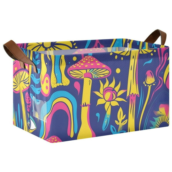 Ryvnso Psychedelic Mushroom and Eye Storage Bins Large Basket Foldable Cube Toys Organizer with Handles 1 PC