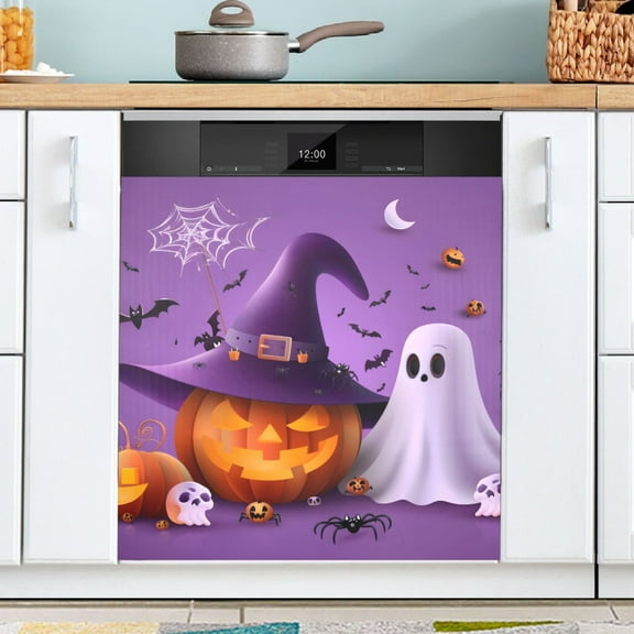 Ryvnso Pumpkins Ghost in Halloween Dishwasher Magnetic Refrigerator Magnet Cover Kitchen Home Decorative 23"x26"