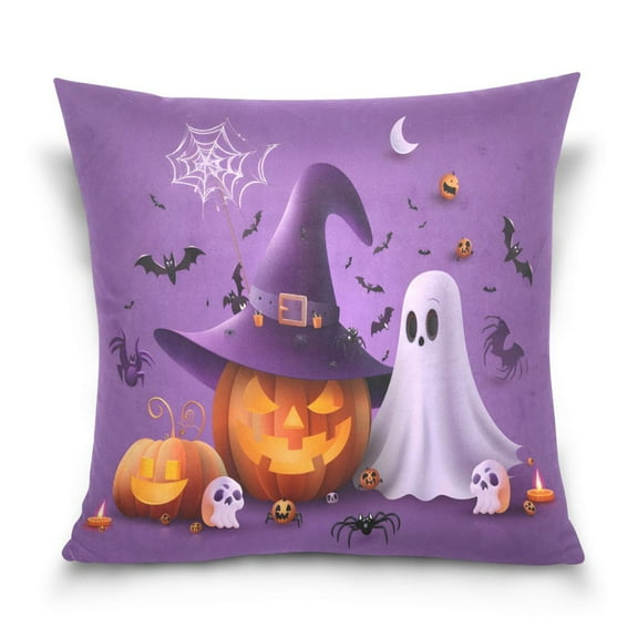 Ryvnso Pumpkins Ghost in Halloween Throw Pillow Covers Couch Pillowcases Decor for Bed Sofa 18" x 18"