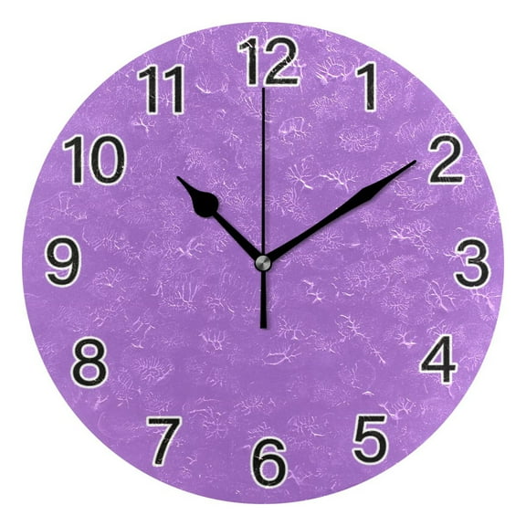 Ryvnso Purple Background Wall Clock Non Ticking Silent Kitchen Clock Battery Operated Clocks 10 inch