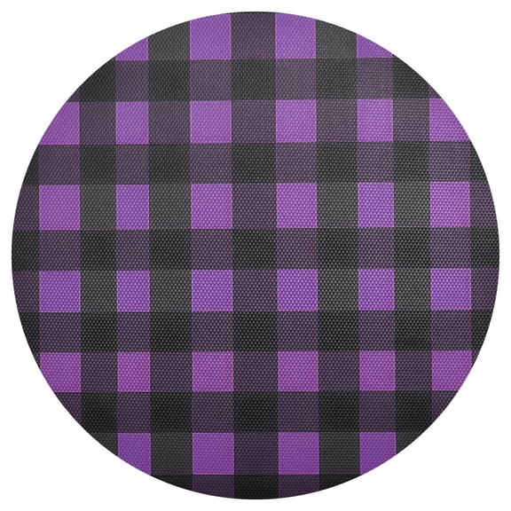 Ryvnso Purple Checkered Grid Pattern Round Plate Mats Dining Table Placemat 1 Piece for Holiday Decoration