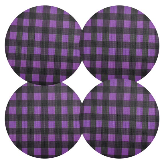 Ryvnso Purple Checkered Grid Pattern Round Plate Mats Dining Table Placemat Set of 4 for Holiday Decoration