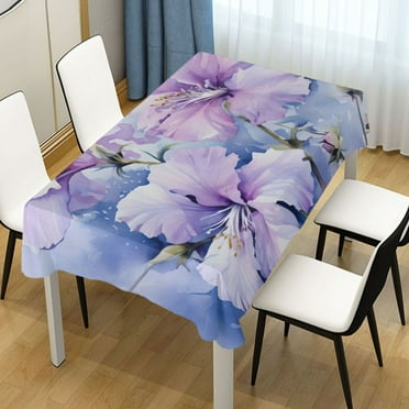 Ryvnso Purple Flowers Rectangle Table Cloth Tablecover Dinning Tablecloth 54"x72"