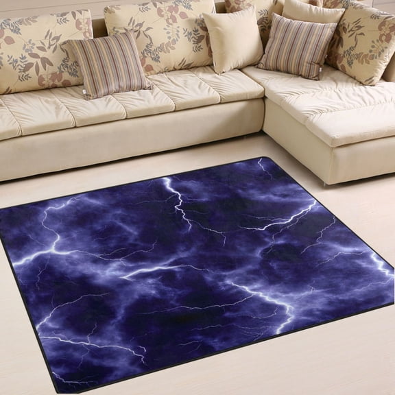 Ryvnso Purple Lightning Marble Area Rug Floor Mats Non-Slip Home Carpet 80 x 58 inch