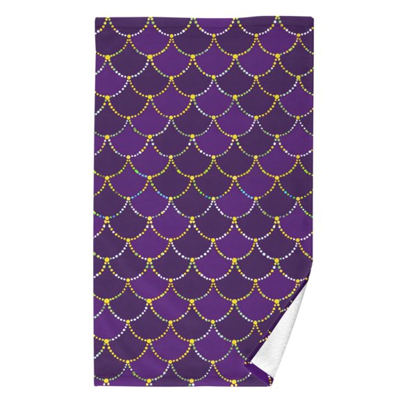 Ryvnso Purple Scale Pattern Cotton Hand Towel Absorbent Face Bath Towels for Beach Pool Sports