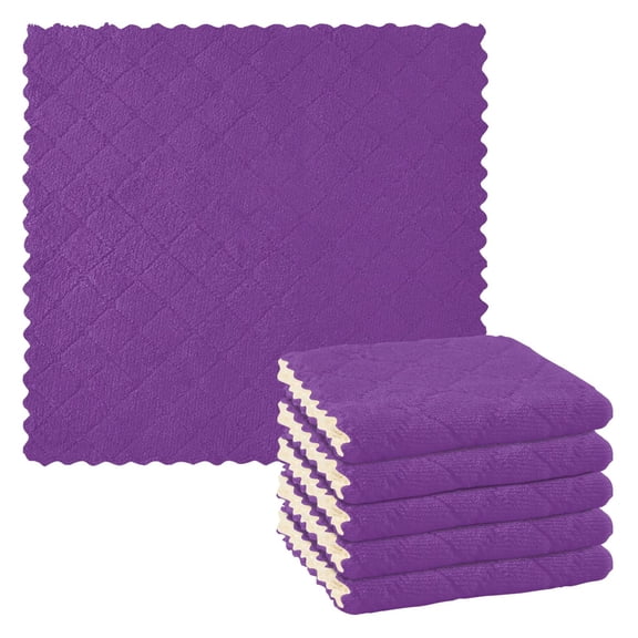 Ryvnso Purple Solid Color Kitchen Towels Dish Clothes for Drying Dishes Cleaning Absorbent Set of 6