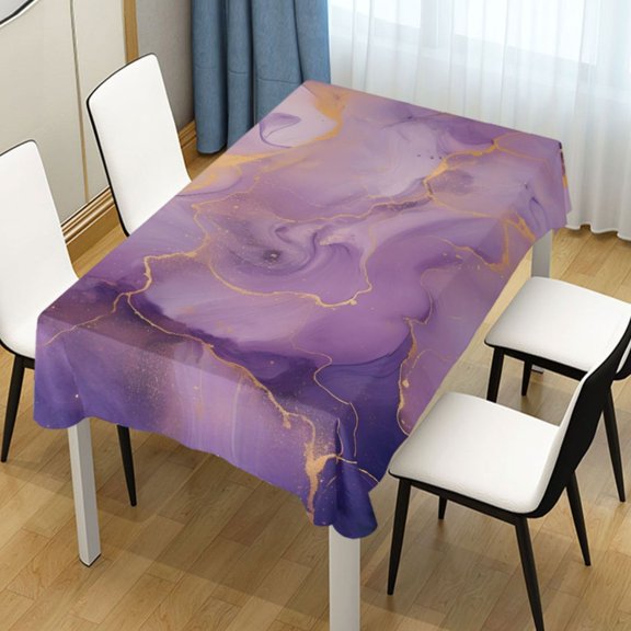 Ryvnso Purple and Gold Marble Rectangle Table Cloth Tablecover Dinning Tablecloth 60"x90"