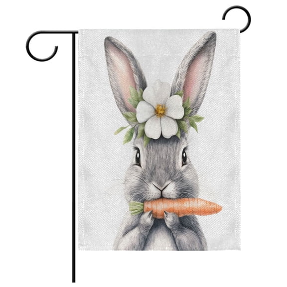 Ryvnso Rabbit Carrot Pattern Garden Flag 12x18 Inch Double Sided Seasonal Yard Decoration