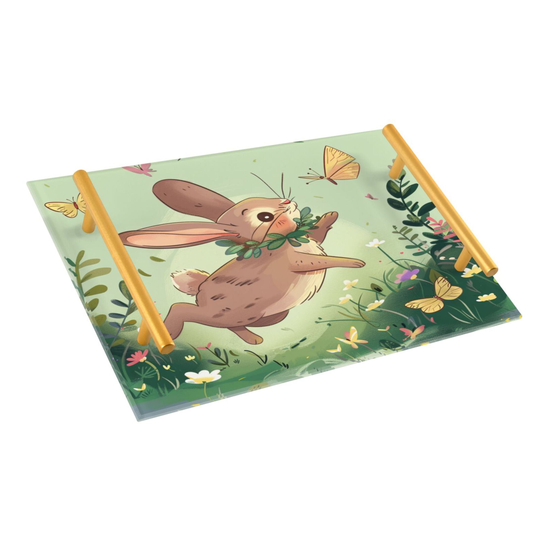 Rabbit Ruller Vanity Ryvnso Rabbit and Butterflies Bathroom Tray Vanity Countertop Trays ...