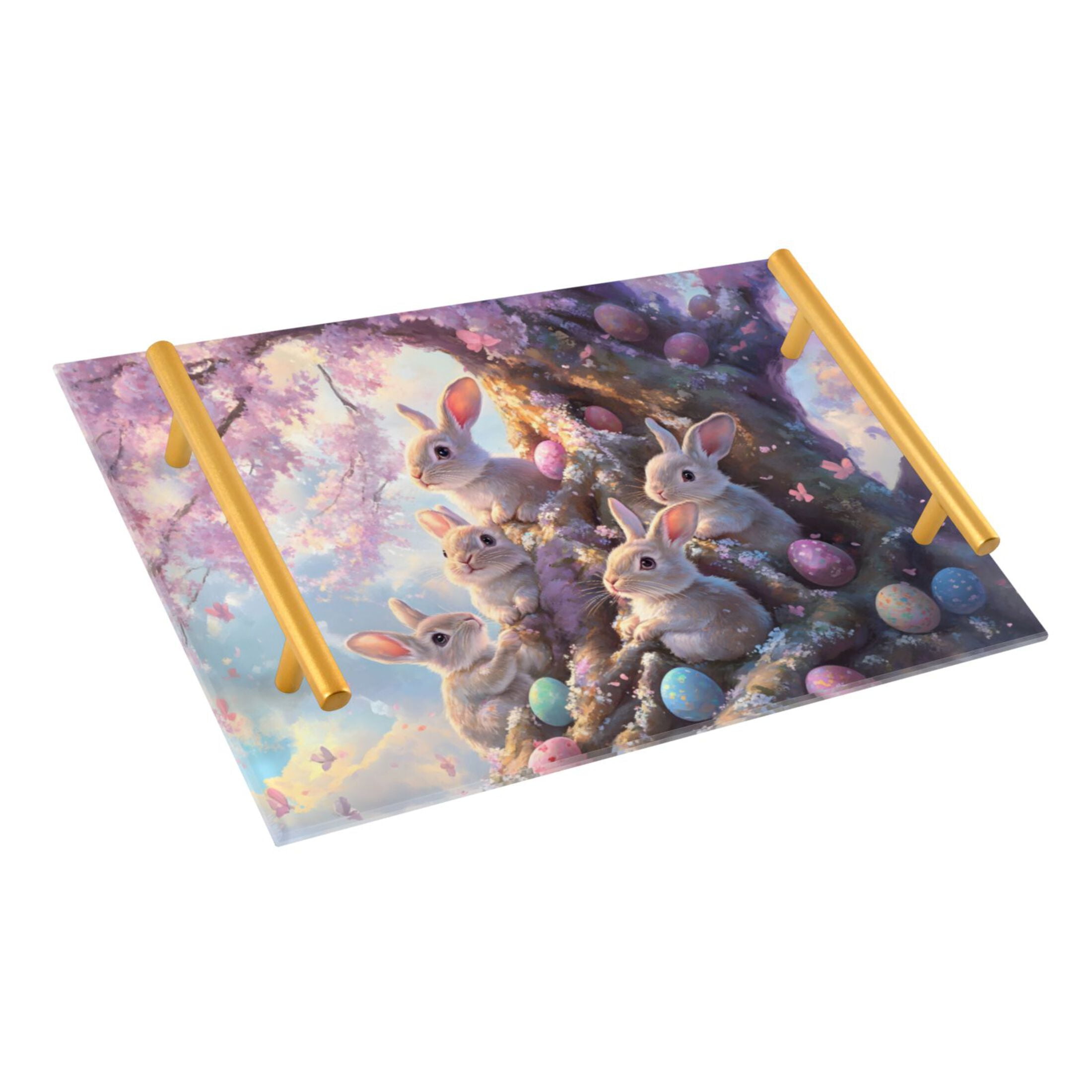 Rabbit Ruller Vanity Ryvnso Rabbits on Tree Bathroom Tray Vanity Countertop Trays Acrylic ...