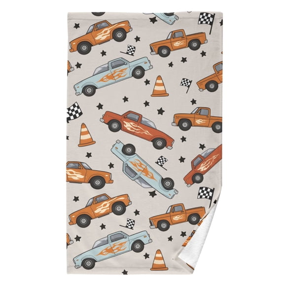 Ryvnso Racing Truck Car Pattern Cotton Hand Towel Absorbent Face Bath Towels for Beach Pool Sports
