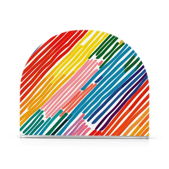 Ryvnso Rainbow Geometric Stripes Print Acrylic Napkin Holder Table Kitchen Paper Tissue Organization