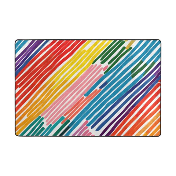 Ryvnso Rainbow Geometric Stripes Print Area Floor Mats Large Nursery Rugs Non-Slip Carpets Doormat 36" x 24"