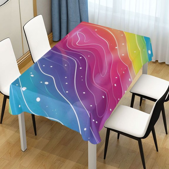 Ryvnso Rainbow Illustration Rectangle Table Cloth Tablecover Dinning Tablecloth 54"x72"