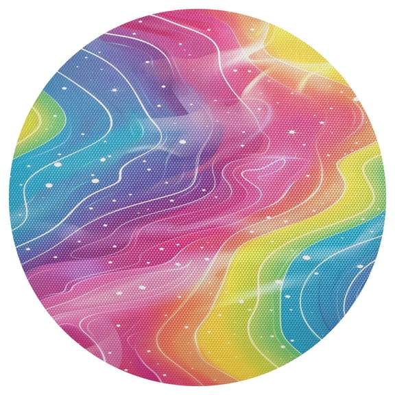 Ryvnso Rainbow Illustration Round Plate Mats Dining Table Placemat 1 Piece for Holiday Decoration