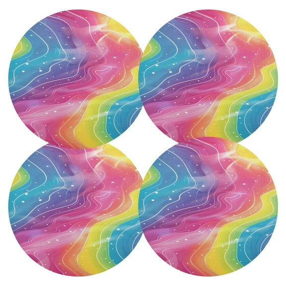 Ryvnso Rainbow Illustration Round Plate Mats Dining Table Placemat Set of 4 for Holiday Decoration