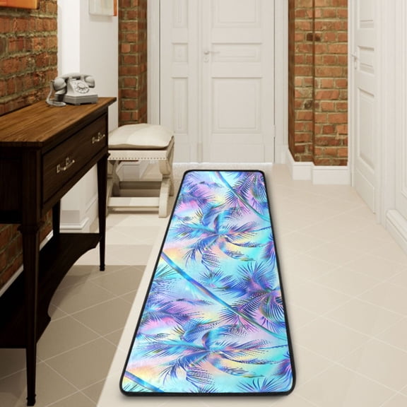 Ryvnso Rainbow Pattern Plam Trees Hallway Runner Rugs Floor Carpet Non Slip Entryway Mat 2' x 6'