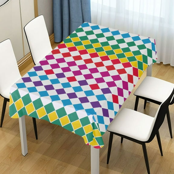 Ryvnso Rainbow Plaid Pattern Rectangle Table Cloth Tablecover Dinning Tablecloth 54"x72"