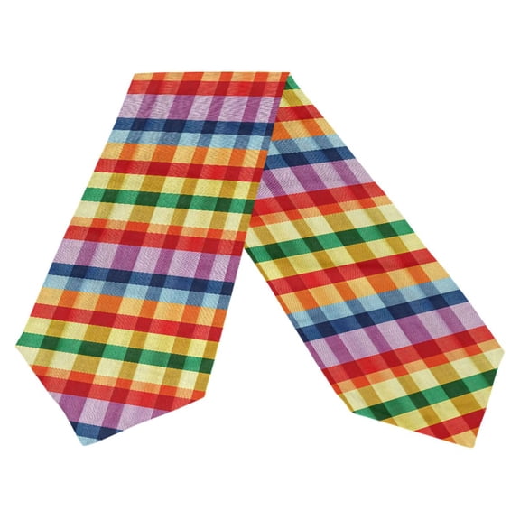 Ryvnso Rainbow Stripe Checkered Table Runner Tablecloth Home Decoration 13 x 70 inches