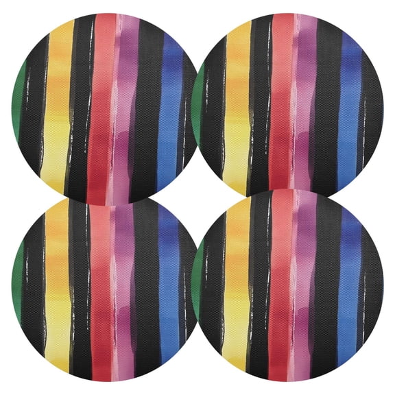 Ryvnso Rainbow Stripes Pattern Round Plate Mats Dining Table Placemat Set of 4 for Holiday Decoration